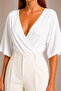 Double-Breasted V-Neck Half Sleeve Women's Bodysuit |   Backless Snap Fastener Flexible Bodysuit - 3