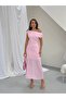 Premium Boat Neck Drape Detailed Midi Dress