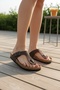 Women's Brown Flip-Flops – Casual Comfortable Summer Slippers with Adjustable Buckle - 2