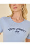Women Blue Graphic Print Rib T Shirt - 4