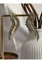 Women's Steel Zircon Stone Branch Shape Design Gold Earrings - 4