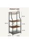 4 Tier Microwave Oven Shelf - Industrial Style, Sturdy Metal Frame, Wire Basket, 8 Hooks - Kitchen Organizer, Spices, Pots, Coffee Bar - Black + Brown - 3
