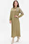 Stone Detailed Comfortable Fit Long Women's Dress - 4