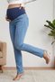 Pregnant Women's Slim Fit Denim Jean Pants with Flexible Abdominal Band - 2