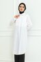 Women's Premium Extra Long Daily White Polo Collar Hijab Shirt Dress - 4