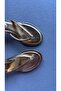 Arel Gold Wrinkled Leather Flip Flops with Heels - 4