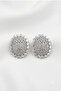 Evening Dress Zircon Baguette Stone Oval Stud Earrings 3.5 Cm. - 3