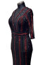 Linear Sequin Embroidered V-Neck Evening Dress - 4