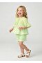 Flounced Green Woven Summer Little Girl Blouse-Shorts Set