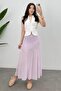 Women's Lilac Mini Leopard A-Line Half Lining Detailed Lace Maxi Skirt - 6