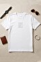 Men's White Relaxed B-Neck Cotton T-Shirt with Front and Back Print - 2