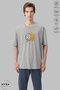 Unisex Crew Neck Sun Moon Printed Cotton Oversize Short Sleeve T-Shirt - 3