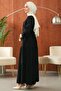 Black Vest Detailed Layered Skirt Dress - 5