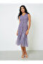 Purple Lace Sleeveless Mermaid Hem Midi Dress