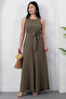 Crew Neck Belted Wide Leg Jumpsuit Grs4017 - 5