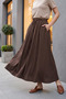 Combed Cotton Skirt with Elastic Waistband, Lace and Pockets – Dark Brown