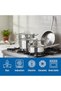 12 Piece Stainless Steel Cookware Set - 5 Ply Casseroles and Fry Pan - Durable Induction Compatible Pots and Pans with Lids for Everyday Cooking - 6