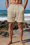 Men's 100% Linen Elastic Lace-Up Summer Shorts – Comfortable Fit Breathable Casual Shorts - 6
