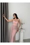 Powder Heart Collar Strapless Lace Embroidered Evening Dress - 3