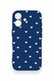 iPhone 17 Compatible Mini White Heart Navy Blue Patterned Silicone Case - 2