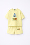 Super Bear Adventure Super Bear Printed Oversize 100% Cotton T-Shirt Shorts 2-Piece Children's Set