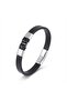 Men's White Steel and Leather Bracelet 18394B4D1 - 5