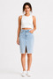 Women's Snow Washed Front Slit Tassel Detailed Denim Skirt