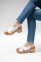 Wang Genuine Leather Cross-Strapped Thick Padded Heeled Ankle Strap Buckle Detailed Daily Comfortable Lightweight Women's Sandals Real Leather - 7