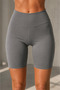 Women's Smoked High Waist Soft Textured Gathering Premium Short Leggings - 2