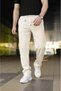 Men's Linen Pocket Trousers with Elastic Waist, Lace-Up Front, Zipper - Cream - 3