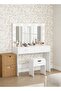 Bedroom Makeup Dressing Table with 3 Color Lighting Modes LED Mirror, Modern Vanity Desk (Stool Not Included) - 5