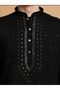 Mens Thread & Mirror Work Modal Silk Kurta Set - 5