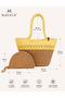 Aya Trikot Shoulder Bag + Moss Clutch 2-Piece Women's Straw Bag Set Large Shoulder Bag and Clutch Handmade Summer, Beach Daily Use Stylish Durable Bag - 3