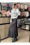 Women's Black Satin Skirt - 3