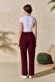 Burgundy Elastic Waist Pajama Bottoms - 4