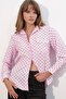 Women's Single Pocket Polka Dot Oversize Shirt 1539 - Pink