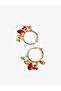 Multicolor Dangle Hoop Earrings with Fruit Charms - 3