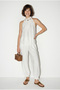Women's White Beaded Detailed Halter Neck Blouse Elastic Waist Baggy Trousers Set 1088 60286400 - 3