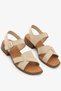 Beige Genuine Leather Cross-Strapped Buckle Thick Heeled Women's Sandals