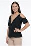 Women's Lace Collar, Low-Cut Shoulders, Plus Size Lycra Ayrobin Blouse - 2
