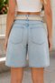Women's High Waist Wide Leg Shorts with Pockets and Belt, Snow Washed, Soft Cotton, Lightweight Blue Shorts Capri - 3