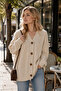 Women's Beige Hair Braided Patterned 4-Button Knitwear Cardigan - 3