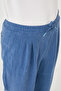 Straight Oversize Drawstring Elastic Waist 100% Linen Men's Trousers Indigo - 38378.26Y - 2