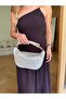 Gold Metal Handle Straw Bag Silver - 2