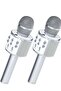 2 Pack Wireless Bluetooth Karaoke Microphone for Kids – Portable Handheld Mic Speaker Machine in Silver, Perfect Gift for All Ages