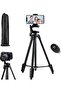 136cm Extendable Phone Tripod Stand with Carry Bag, Wireless Remote, Universal for Video Selfie, iPhone, Travel Camera
