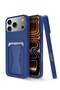 iPhone 17 Pro Max 5G 2025 Silicone TPU Case with Card Holder & Hand Grip - Navy Blue