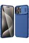 iPhone 15 Pro Max Case with Sliding Camera Cover - Upgraded Lens Protection, Hard PC + TPU Bumper, Slim Shockproof Protective Phone Case 6.7" - BLUE