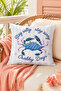 Crabby Days Blue Crab Text Printed Decorative Throw Pillow Cover Marine Decor 43X43 cm - 2
