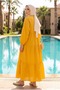 Women's Dark Yellow Modal Fabric Layered Hijab Dress (Unlined)